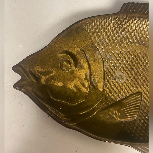 Solid Brass Fish Shaped Trinket Dish Tray 13 Inch - Picture 3 of 13